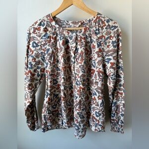 FAHERTY Portia Floral Linen Blend Boho Top Blouse Cottagecore Prairie Indie‎ S